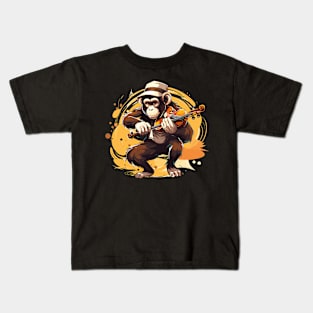 Monkey Playing Violin Kids T-Shirt